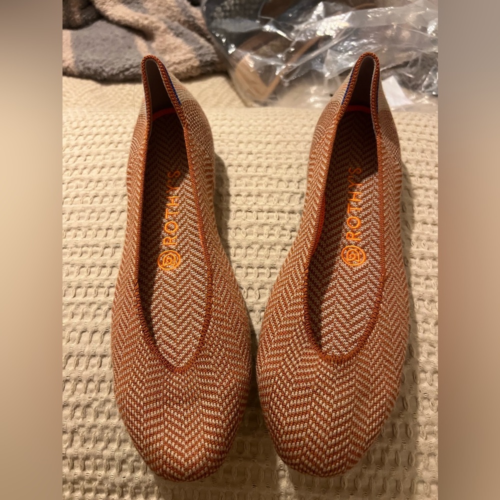 Rothy's Orange & Cream almond toe Tweed Flats